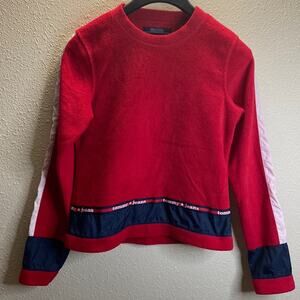 Tommy Hilfiger Jeans Women Red Fleece Pullover Sweater Size M